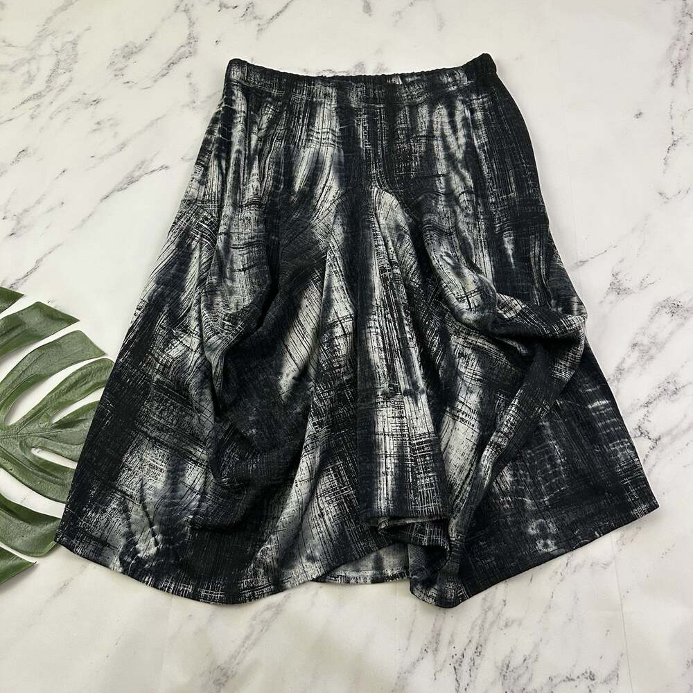 Chalet ce Ceci Womens Skirt Size S Black Gray Asymmetrical Lagenlook Pull On